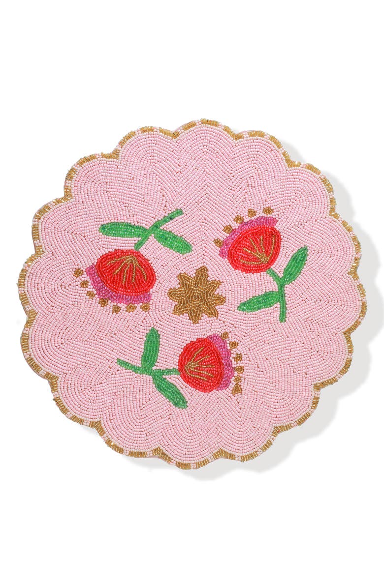 Tiramisu The Rosalie Beaded Placemat, Main, color, Pink