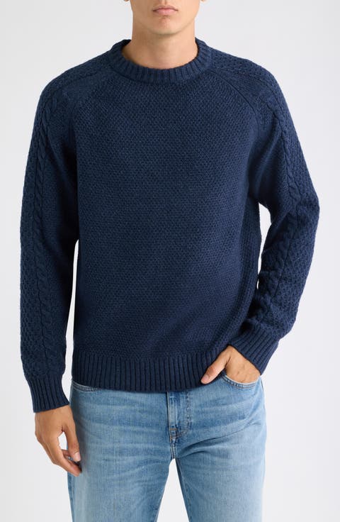 Waffle Knit Crewneck Sweater