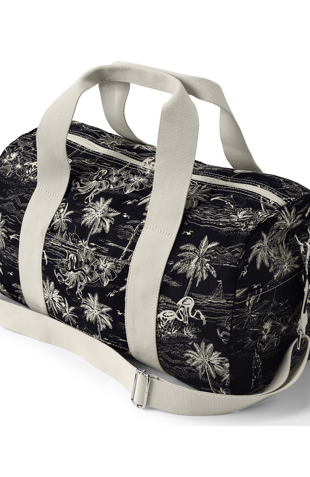 Lands' End Canvas Weekender Duffle Bag, Alternate, color, Black Tropical Toile
