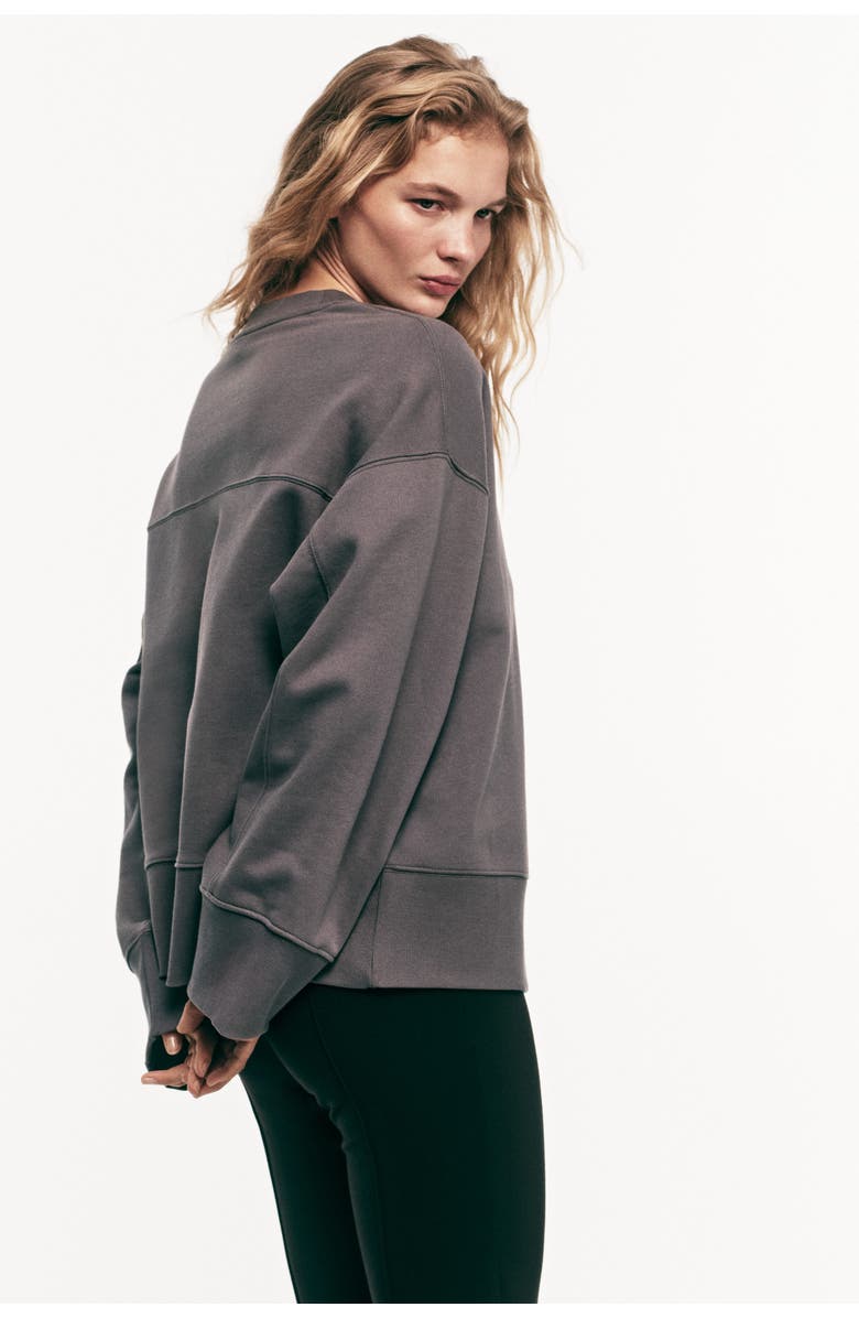H&M Oversized Cotton Sweatshirt, Alternate, color, Dark Gray
