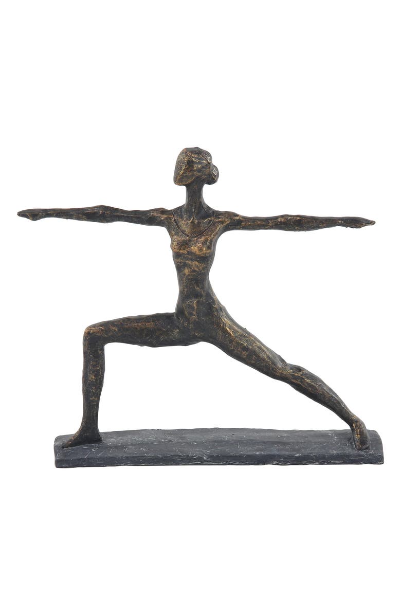 WILLOW ROW Brasstone Polystone Modern Yoga Sculpture, Main, color, 