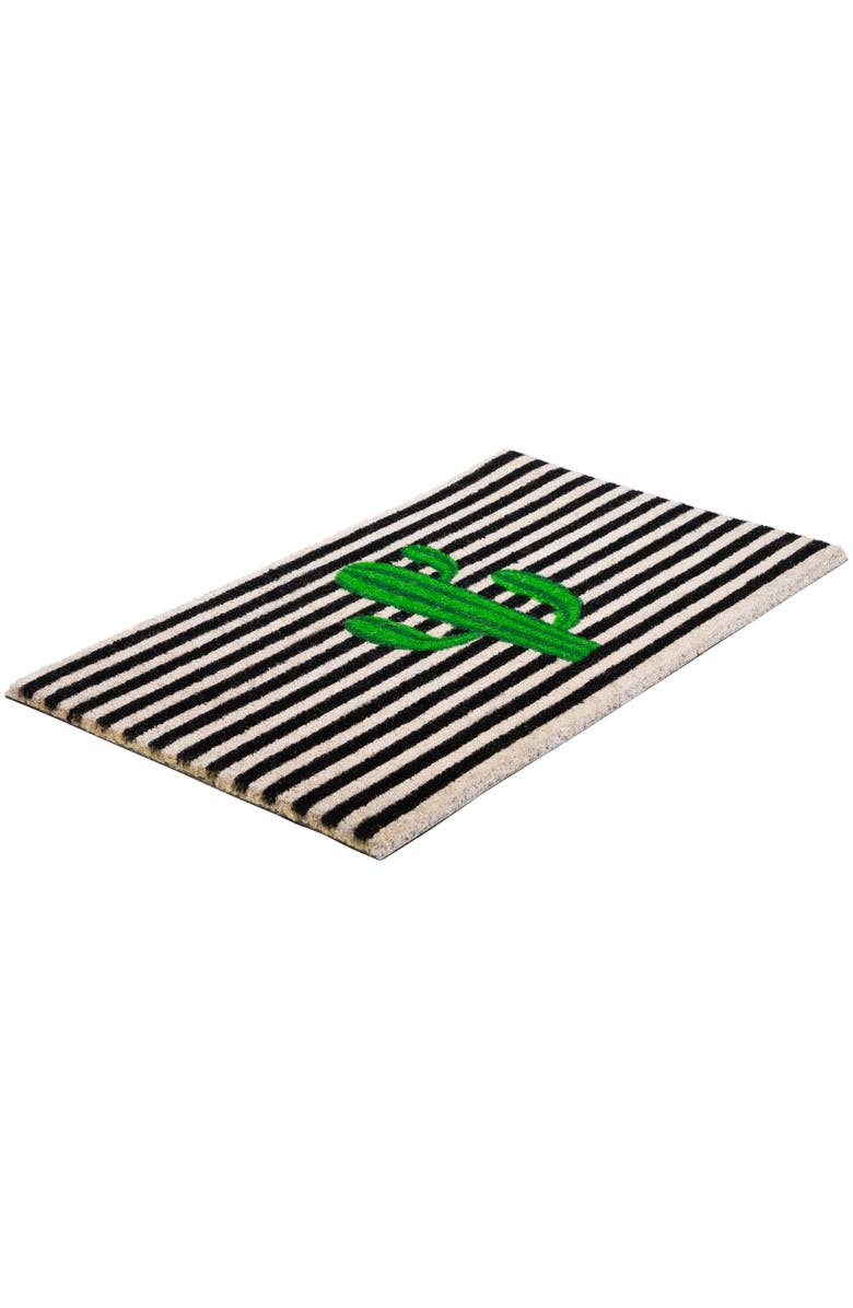 Northlight Green Cactus Striped Natural Coir Outdoor Doormat 18" x 30", Alternate, color, Green