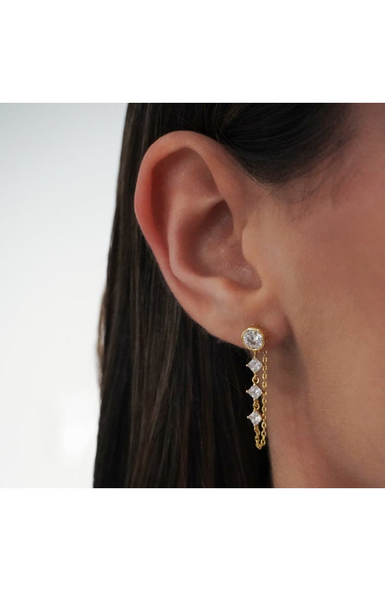 BY ADINA EDEN Multi CZ Front Back Drop Chain Stud Earring, Alternate, color,