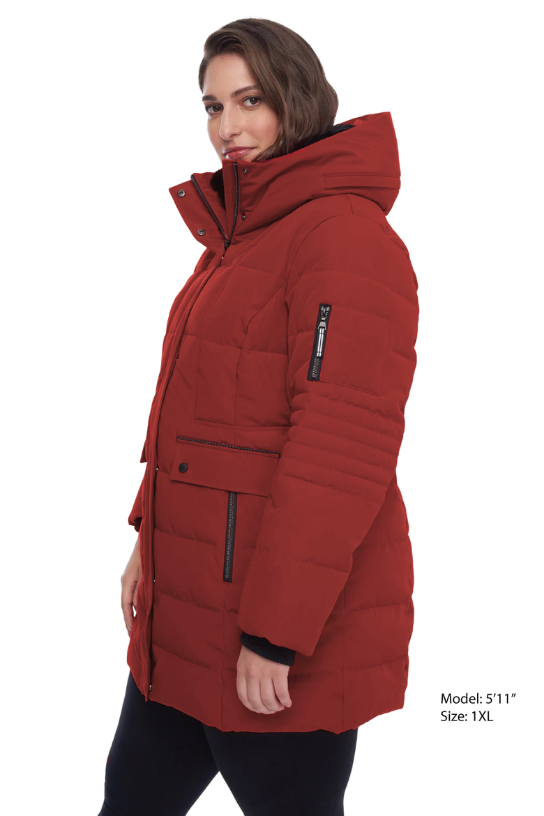 KOOTNEY PLUS SIZE - Vegan Down Mid-Length Parka Coat, Alternate, color, CRIMSON