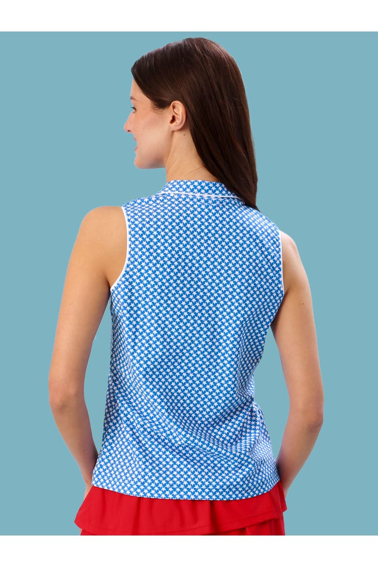 UPF50+ Sleeveless Polo Active Top, Alternate, color, Tiny Blue Stars