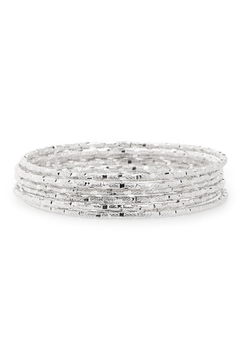 Diamond Cut Textured Bangles, Main, color, SILVER
