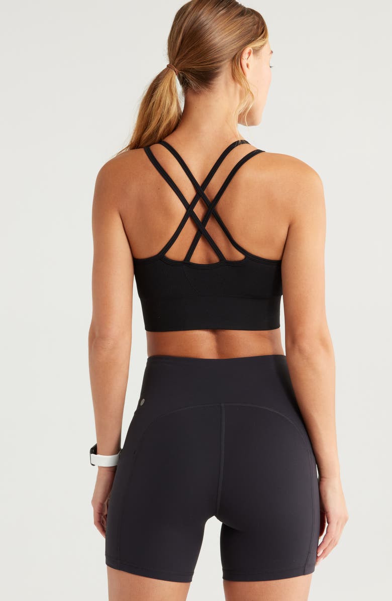 Zella Seamless Strappy Sports Bra, Alternate, color, Black