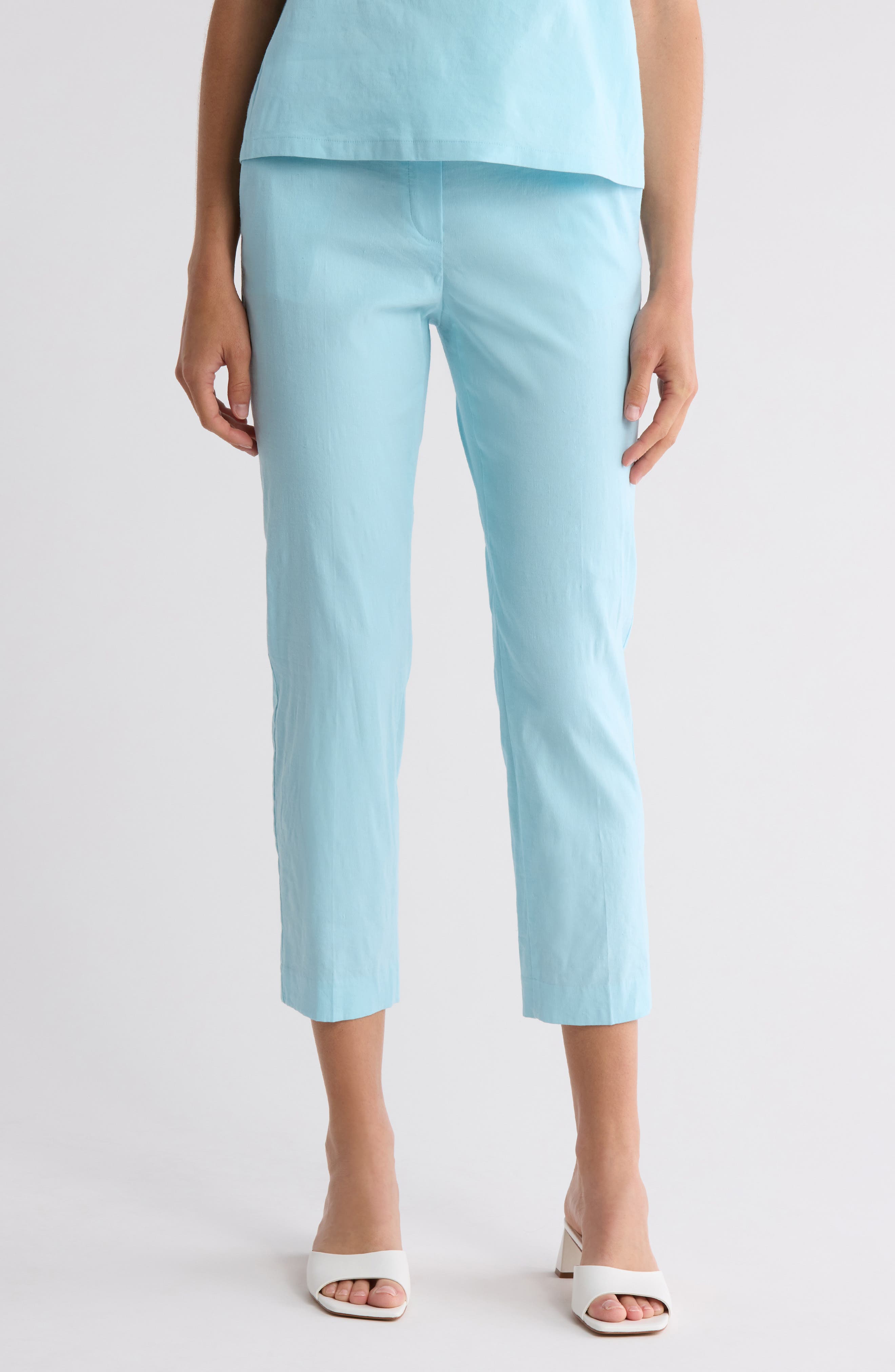 Theory Treeca Linen Blend Pull-On Crop Pants