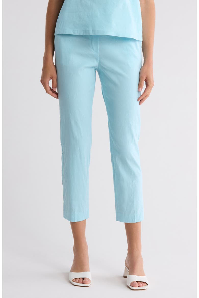 Treeca Linen Blend Pull-On Crop Pants, Main, color, CYAN