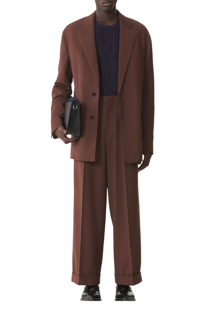 Lanvin Wide-Leg Flannel Pants in Woven Wool, Main, color,