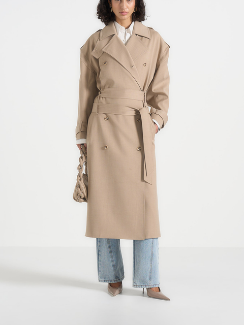 Esther Double Belted Funnel Neck Trench Coat