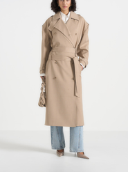 Manière De Voir Esther Double Belted Funnel Neck Trench Coat