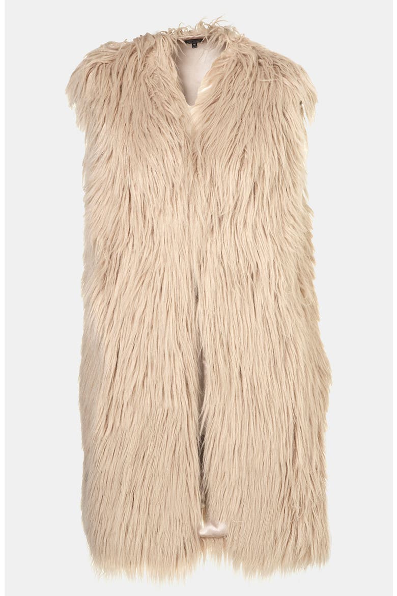 Faux Goat Fur Vest, Main, color, TAUPE/ BEIGE