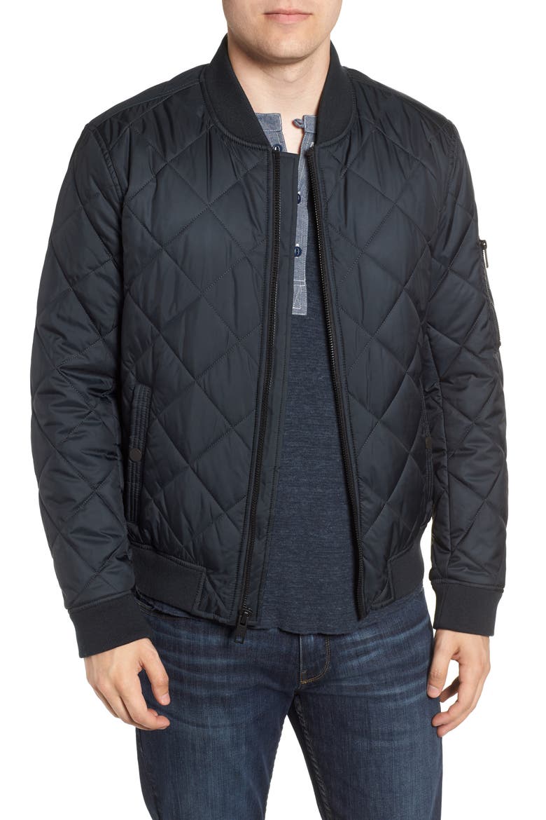 Fletcher Quilted Bomber Jacket, Main, color, BLACK