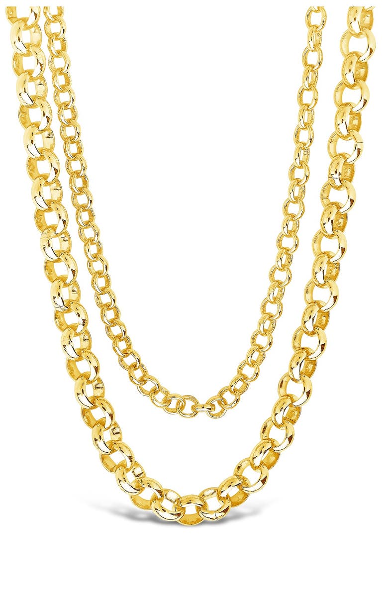 Sterling Forever 14K Gold Plated Bold Layered Rolo Chain Necklace, Main, color, Gold