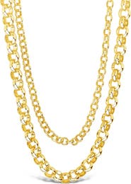 Sterling Forever 14K Gold Plated Bold Layered Rolo Chain Necklace
