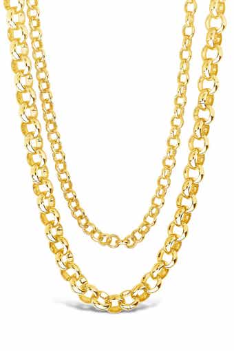Sterling Forever 14K Gold Plated Bold Layered Rolo Chain Necklace