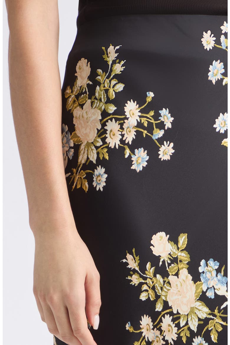 Clover Floral Silk Blend Maxi Skirt, Alternate, color, BLACK MULTI