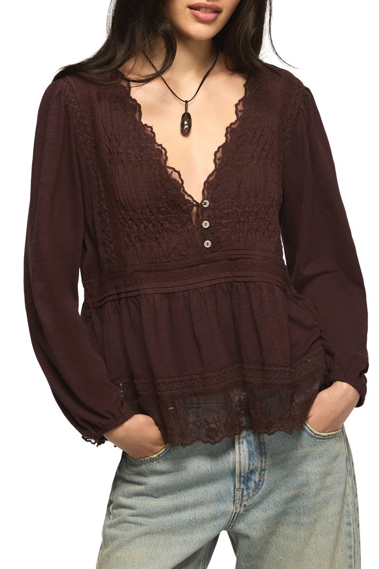 Embroidered Top, Main, color, FUDGE