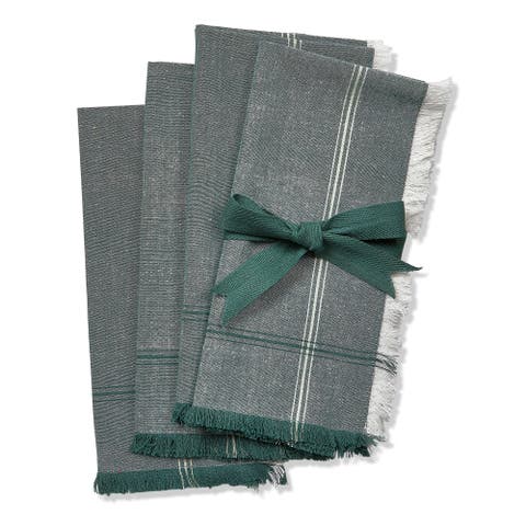 Warm Wishes Dark Green Stripe Cloth Napkins Set of Four