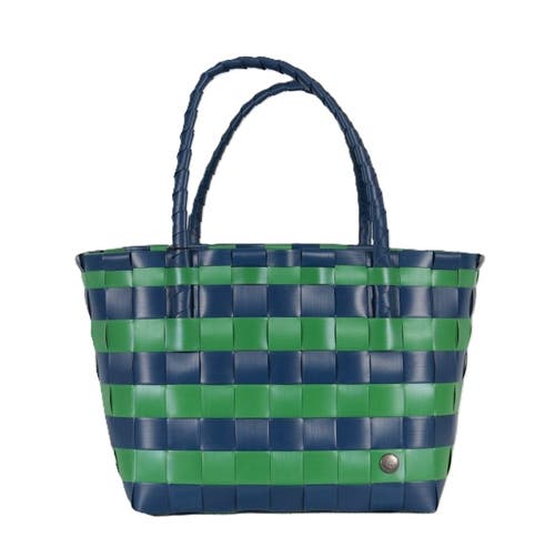 Handed By Paris Brights Recycled Tote Bag In Dark Blue/just Green