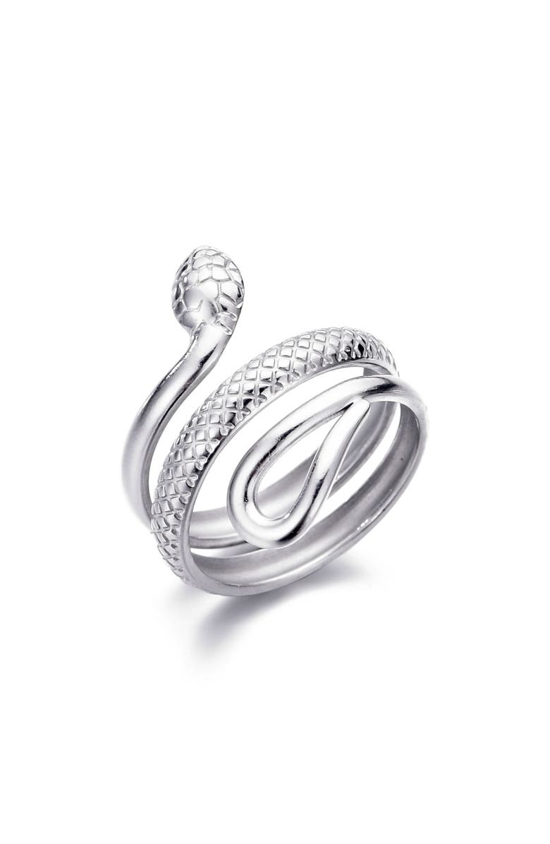 Adornia Curvy Snake Band Ring, Main, color, Silver