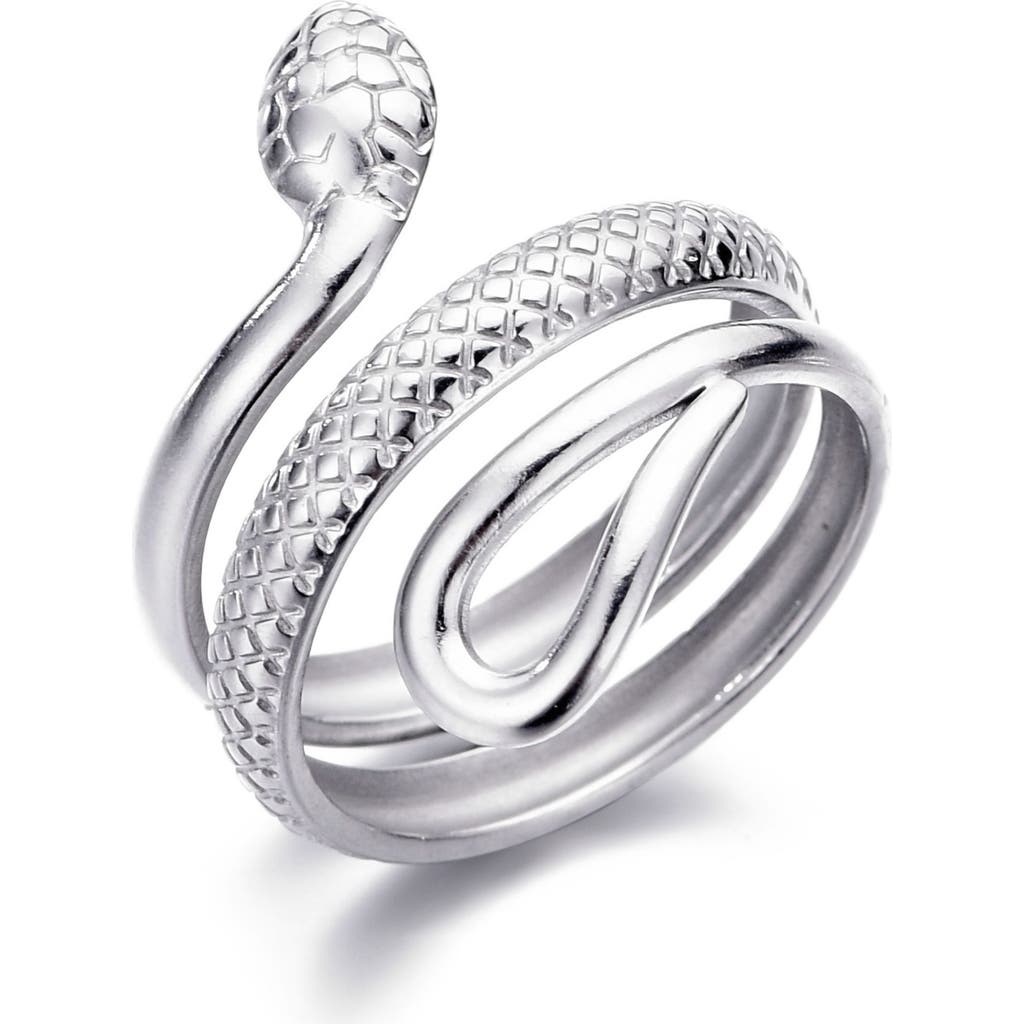 Adornia Curvy Snake Band Ring In Silver