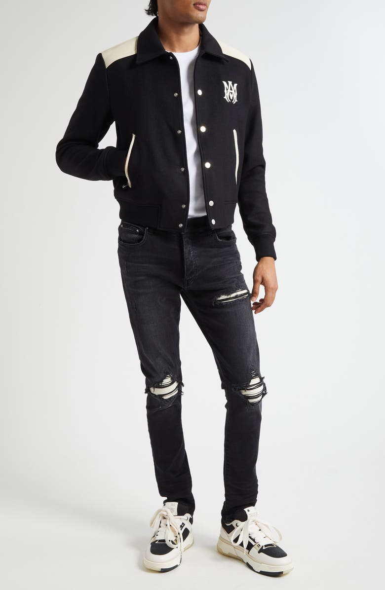 AMIRI MA Mixed Media Band Jacket, Alternate, color, Black