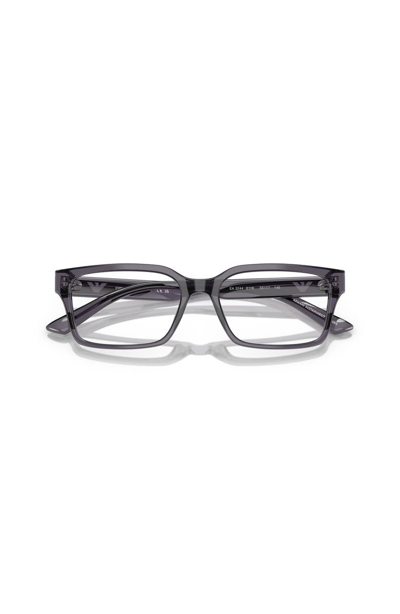 Emporio Armani 53mm Rectangle optical glasses, Alternate, color, Grey