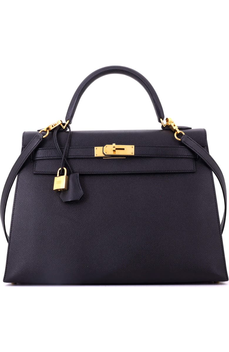Pre-Owned Hermes Kelly Handbag Black Epsom with Gold Hardware 32, Main, color, Noir