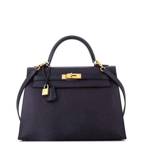 Kelly Handbag Black Epsom with Gold Hardware 32