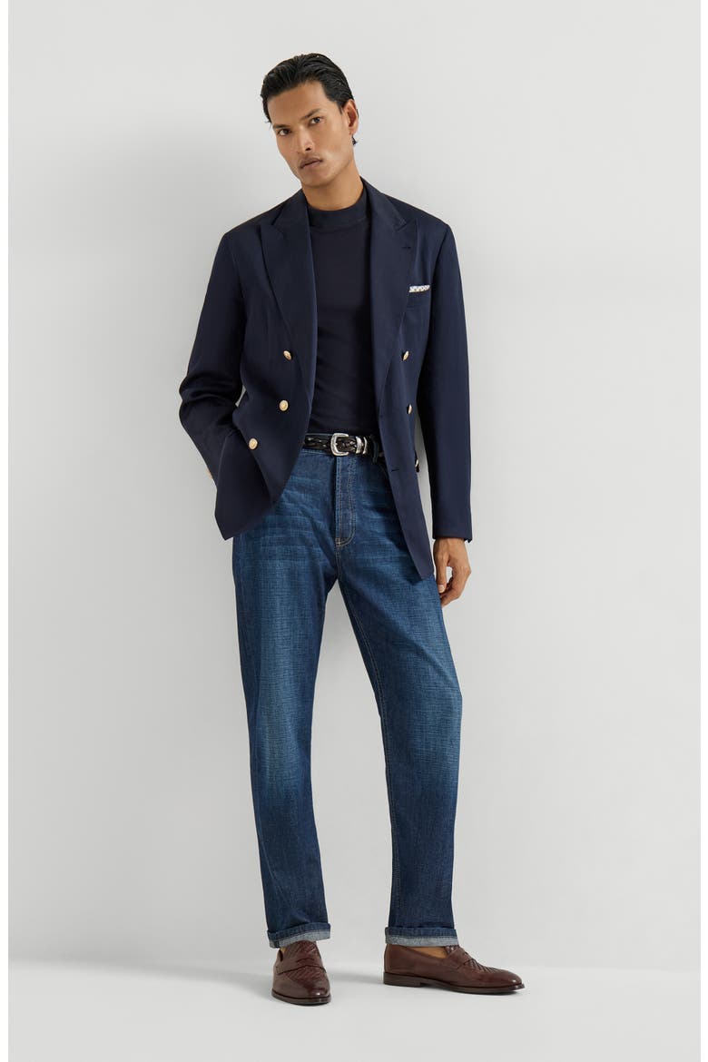 Iconic fit five-pocket trousers, Alternate, color, Dark Denim