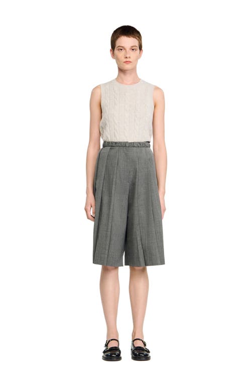 Sandro Pleated Long Shorts In Gray
