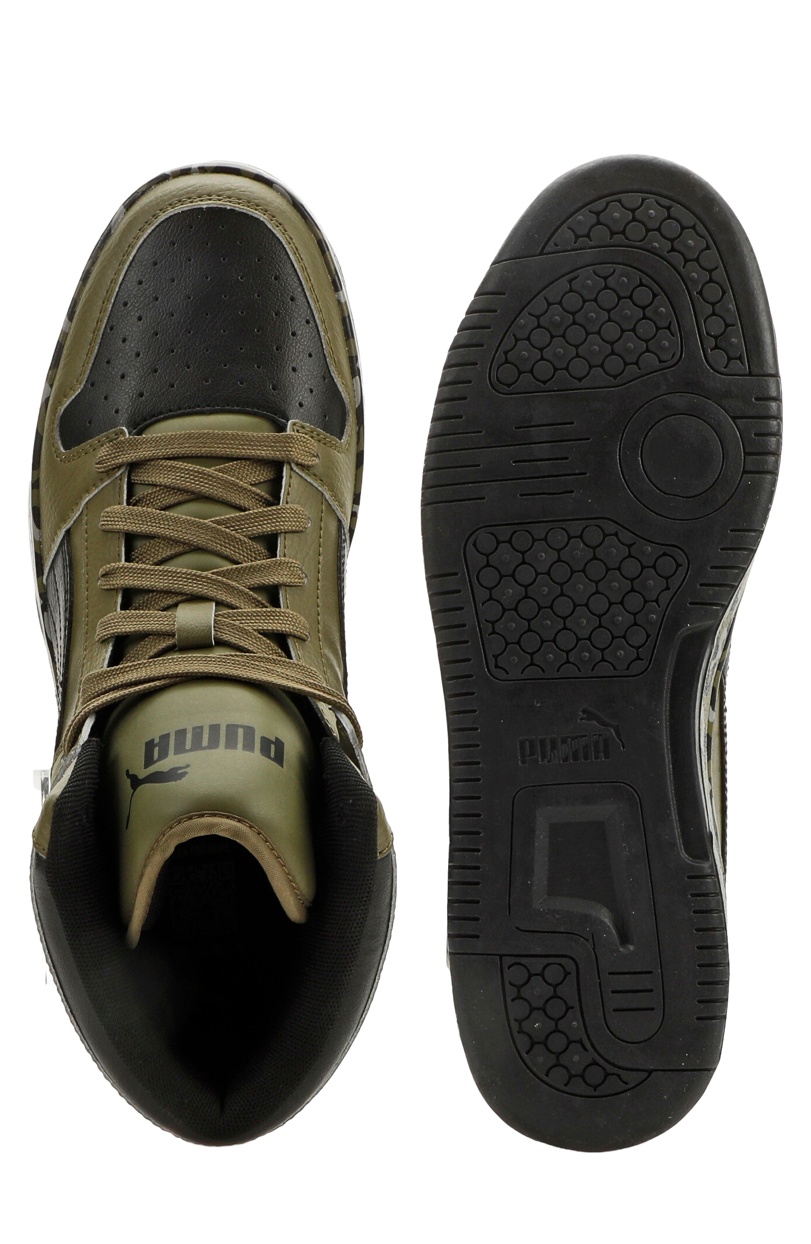 Rebound Layup RCL Camo High Top Sneaker, Alternate, color, PUMA OLIVE/ PUMA BLACK