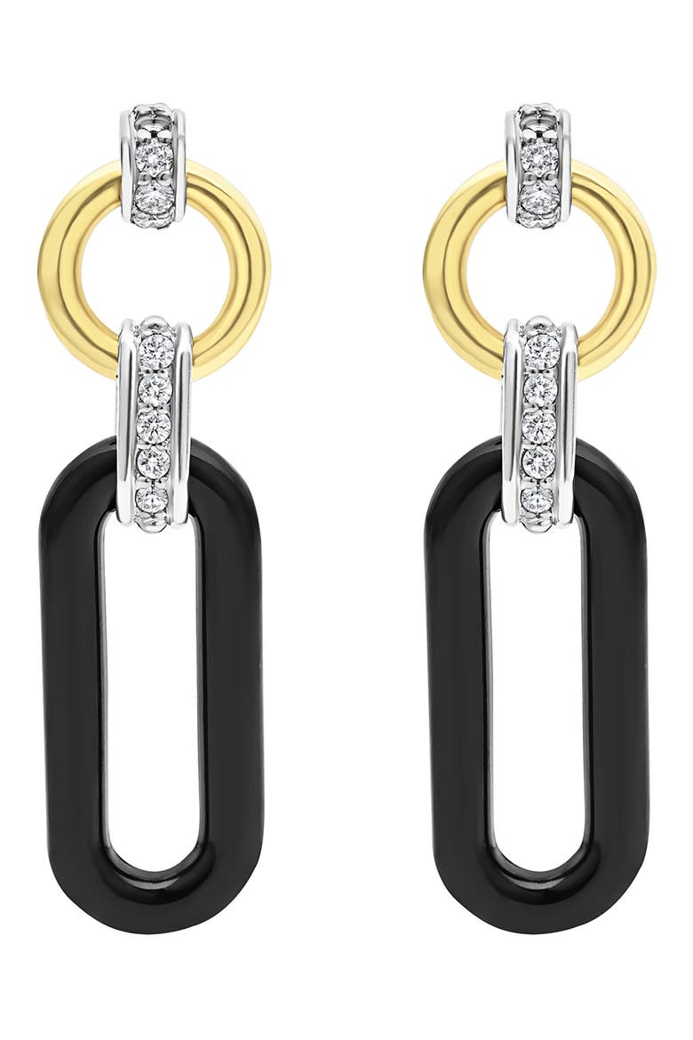 Signature Caviar Links Drop Earrings, Alternate, color, BLACK