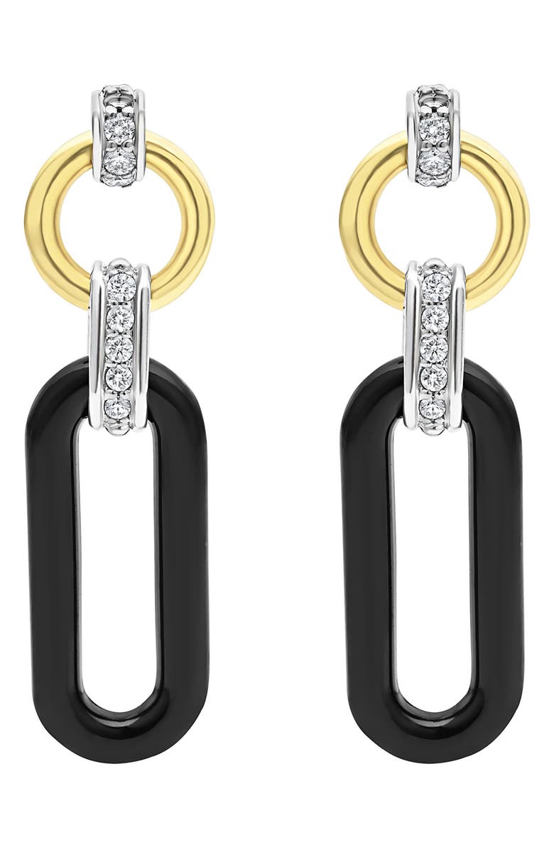 LAGOS Signature Caviar Links Drop Earrings, Alternate, color, Black