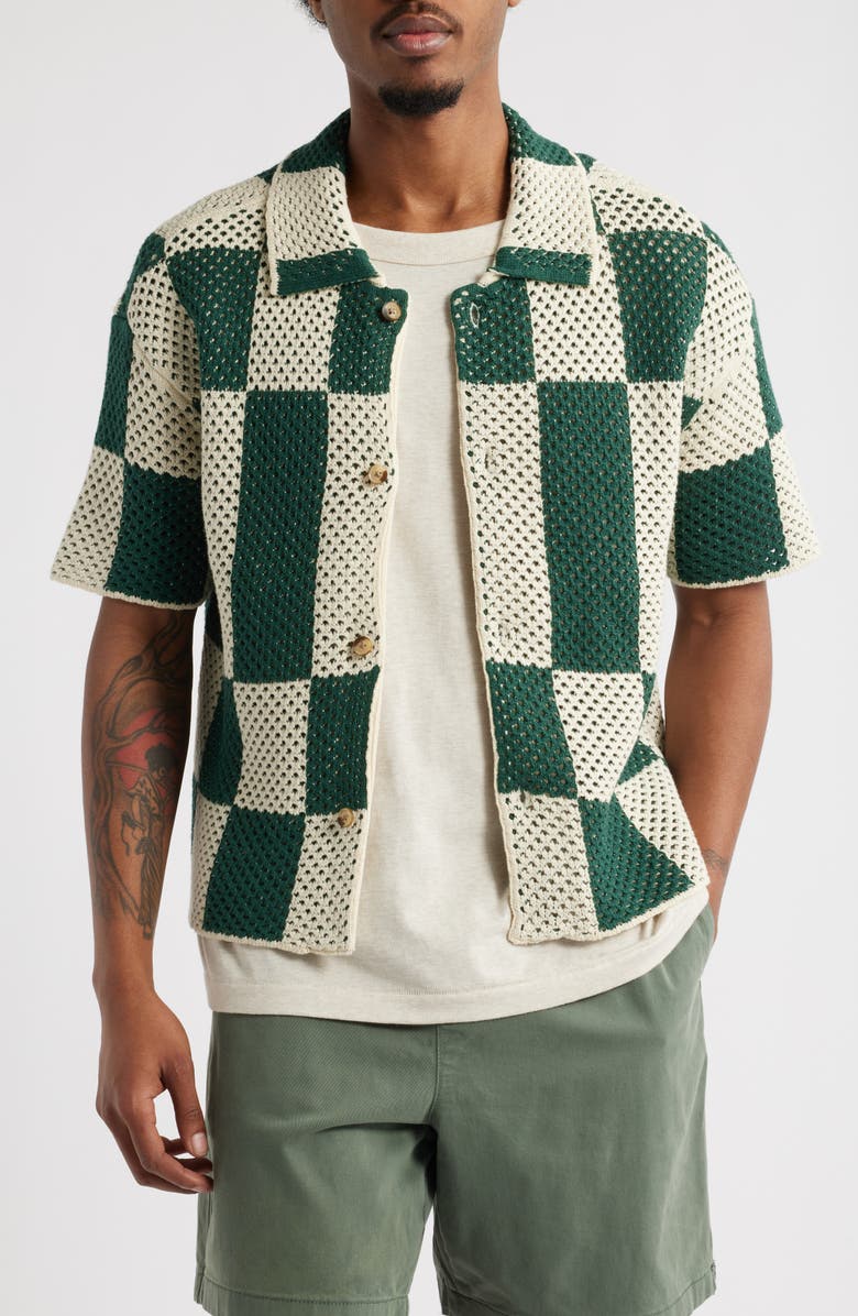 PacSun Spence Knit Short Sleeve Button-Up Shirt, Main, color,