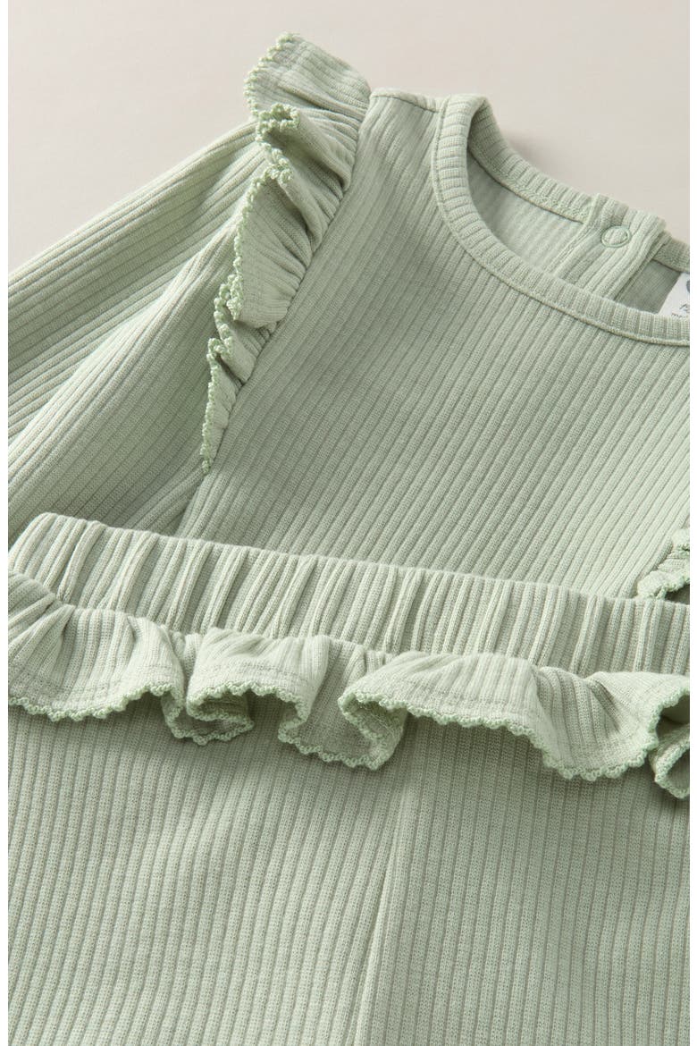 Kids' Rib Ruffle Bodysuit & Leggings Set, Alternate, color, GREEN SIGH