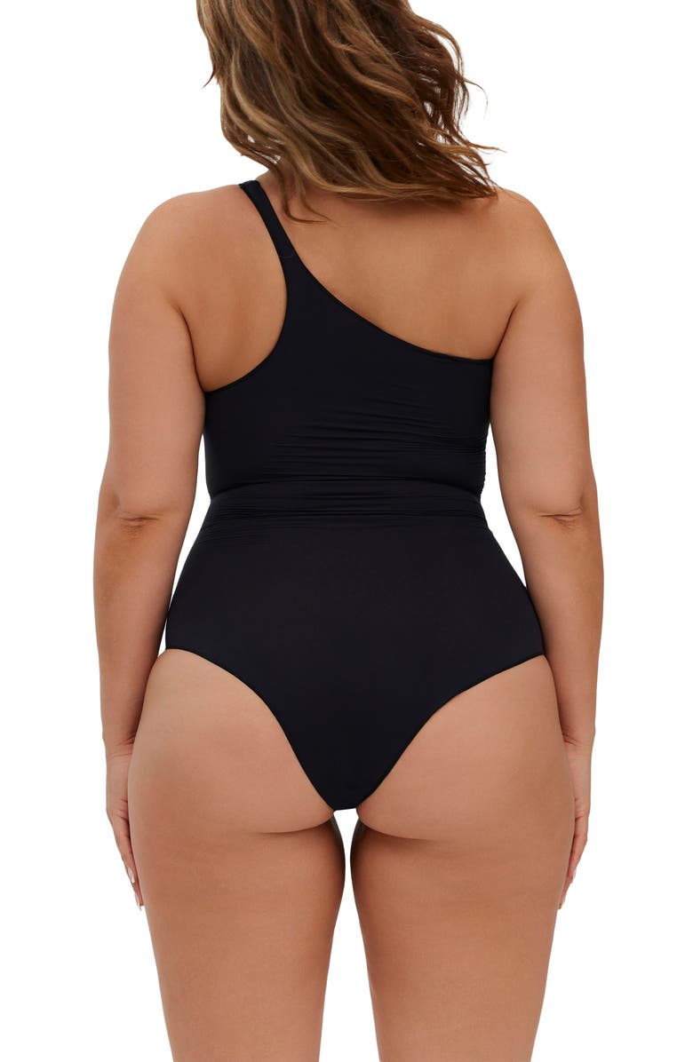 Noody Ultra-thin seamless forming one shoulder bodysuit, Alternate, color, Black