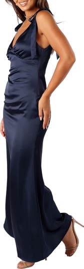 Xavier Bow Strap Satin Gown