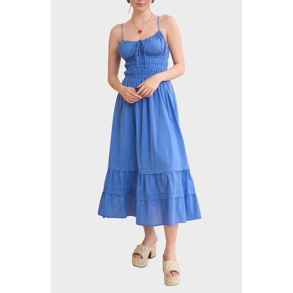 BLU PEPPER BLU PEPPER SMOCKED OPEN BACK COTTON MAXI DRESS