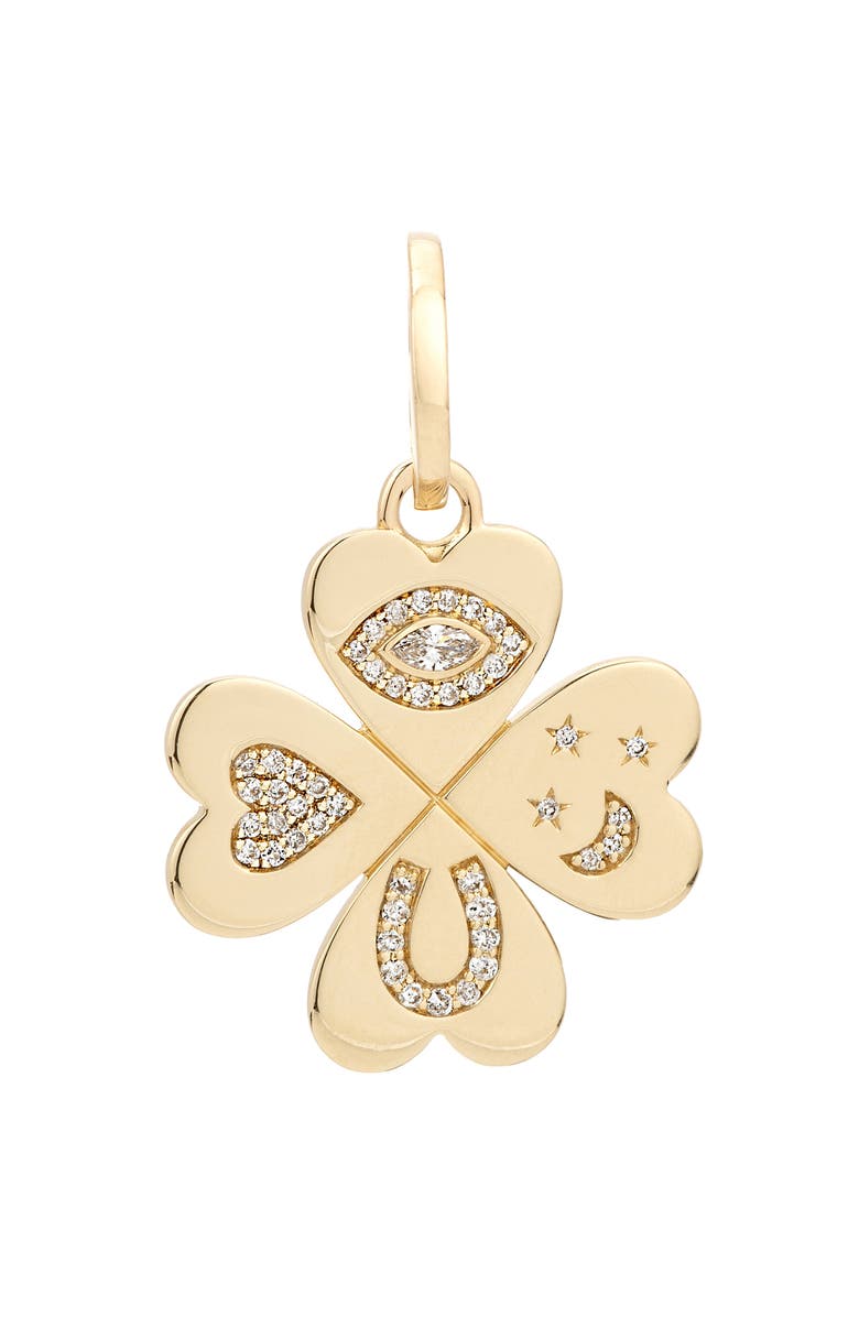 Adina Reyter Good Luck Diamond Clover Pendant, Main, color, Yellow Gold
