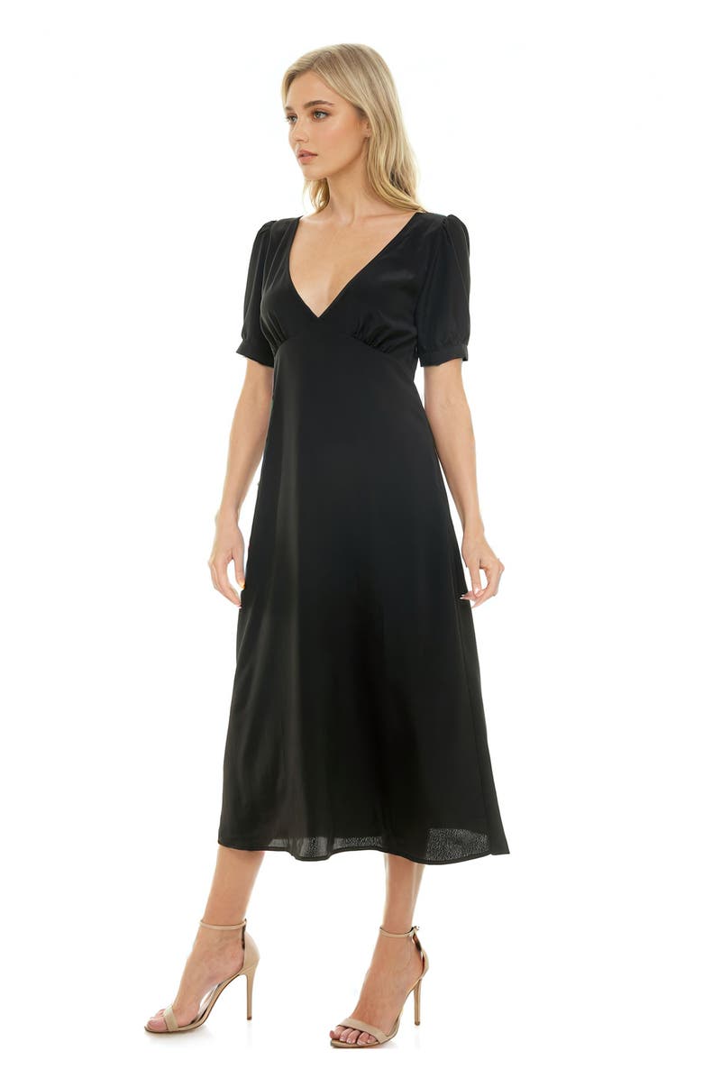 Socialite Puff Sleeve Bias Midi Dress, Alternate, color, 