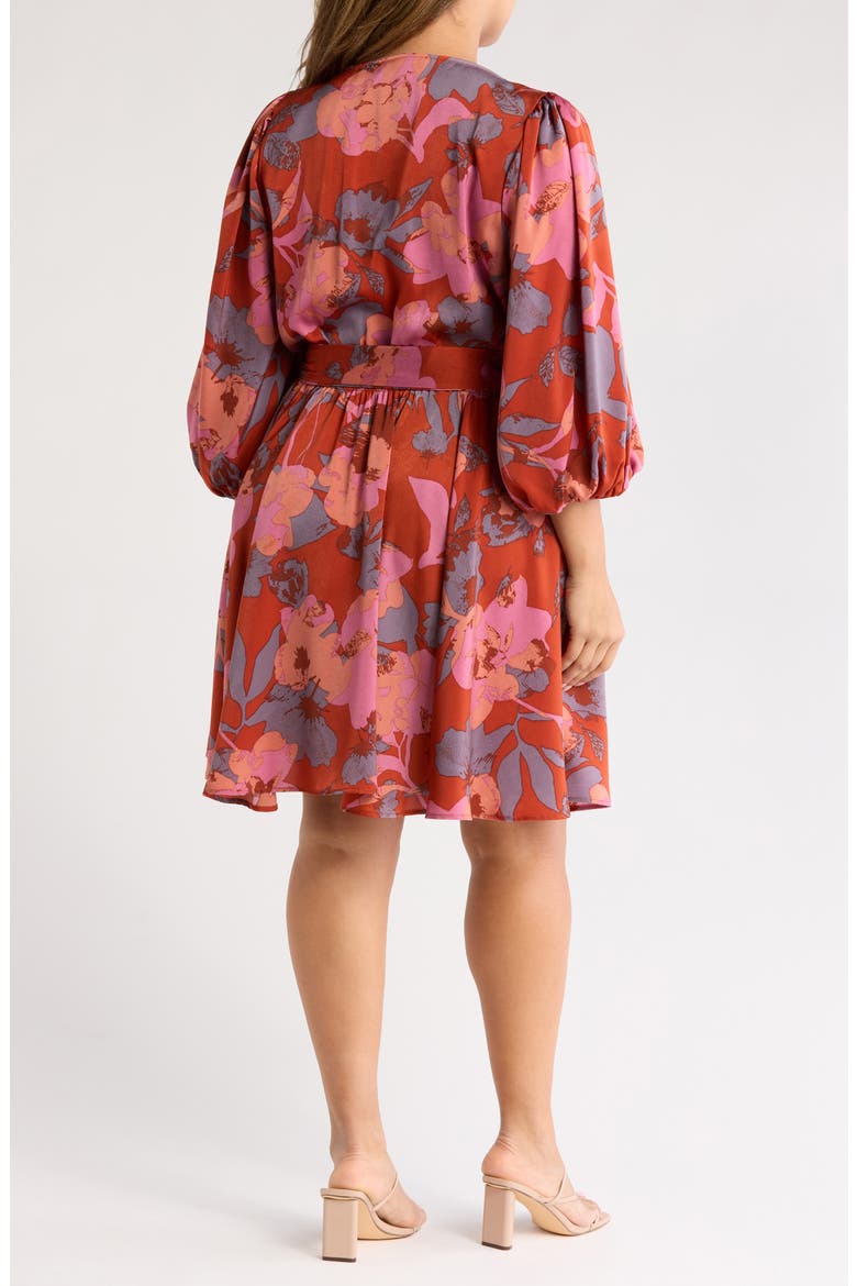 Floral Long Sleeve Fit & Flare Dress, Alternate, color, SIENNA/ BLUE