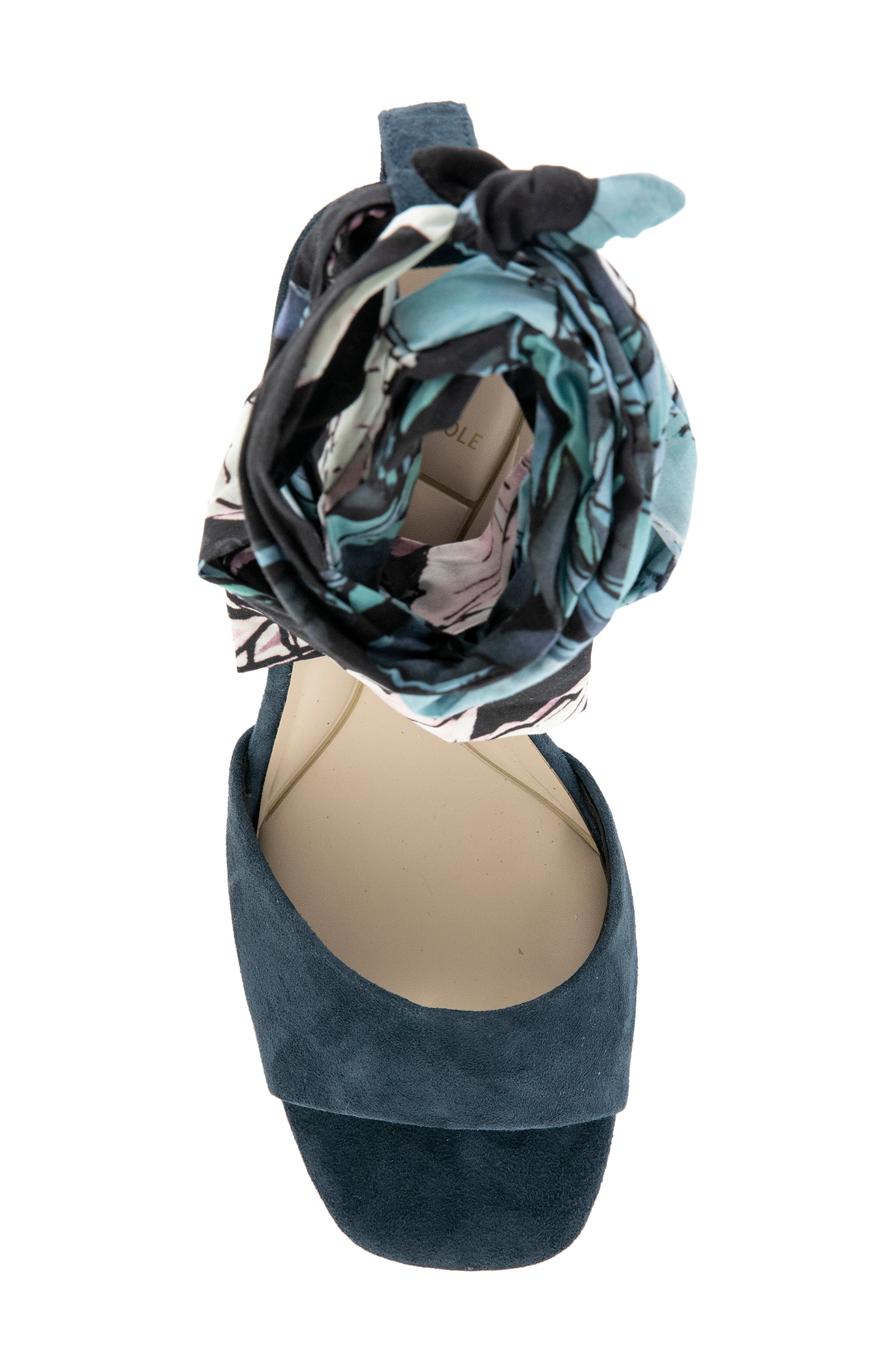 Kenneth Cole Fabia Ankle Wrap Wedge Sandal, Alternate, color, Navy Suede