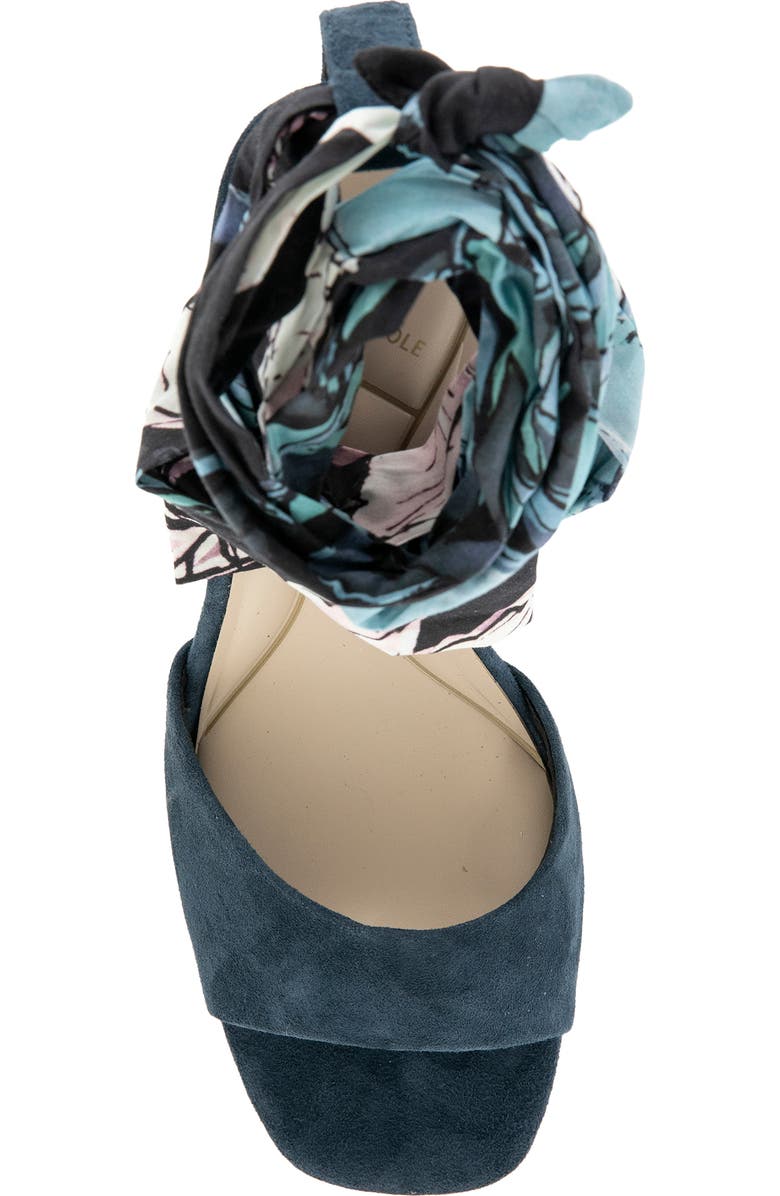 Kenneth Cole Fabia Ankle Wrap Wedge Sandal, Alternate, color, Navy Suede