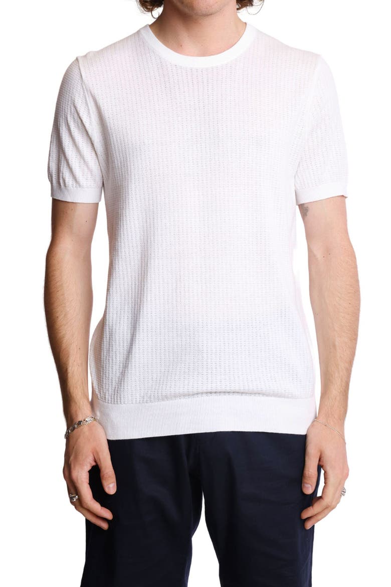 Pointelle Crewneck T-Shirt, Main, color, WHITE