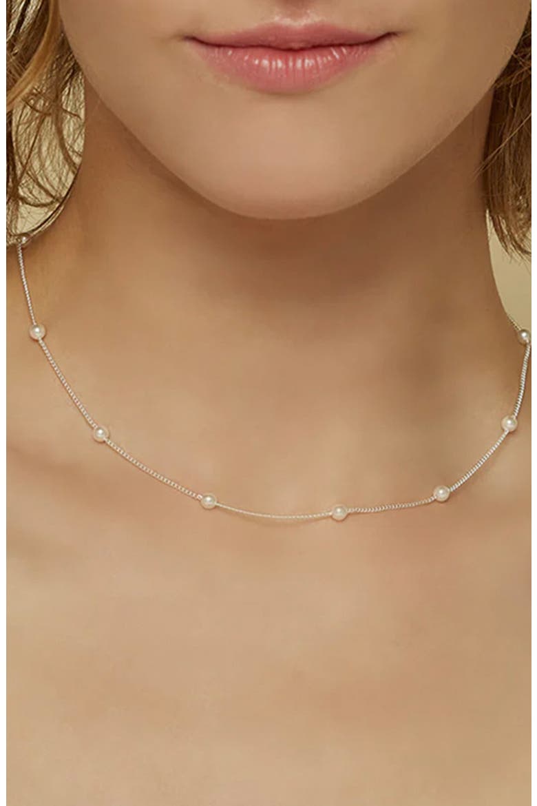 Sterling Silver 18k Gold Plated Infinite Pearl Set Dainty Statement, Alternate, color, Silver