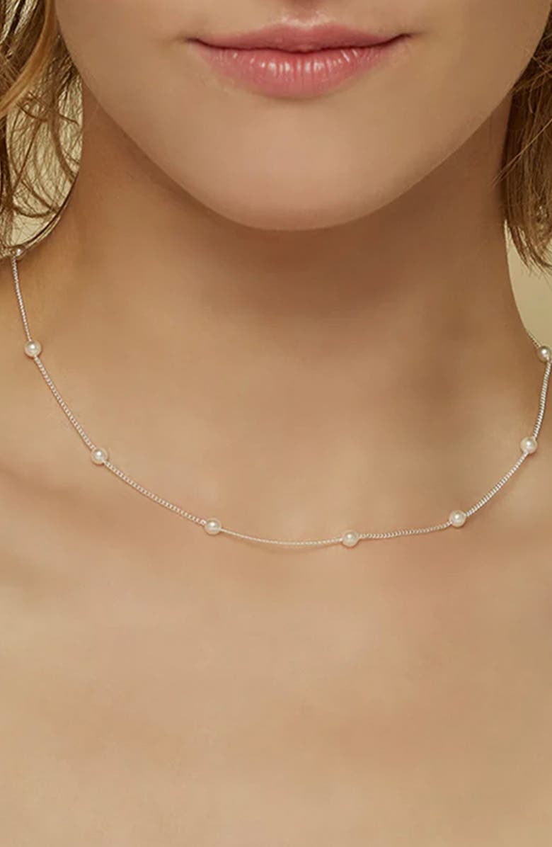 Bearfruit Jewelry Sterling Silver 18k Gold Plated Infinite Pearl Necklace Holiday Gift Idea, Alternate, color, Silver