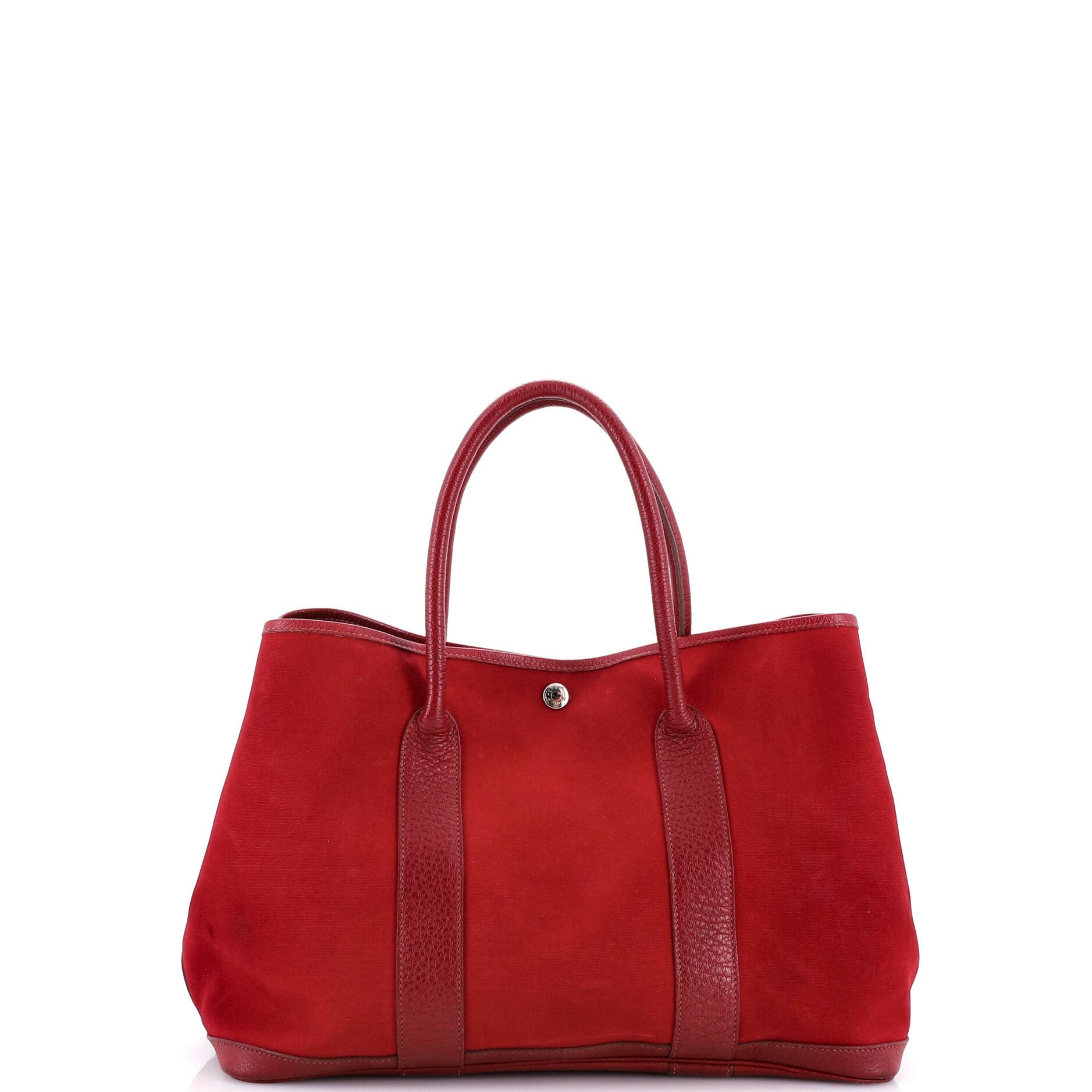 Pre-Owned Hermes Garden Party Tote Toile and Leather 36, Alternate, color, Rouge Imperial